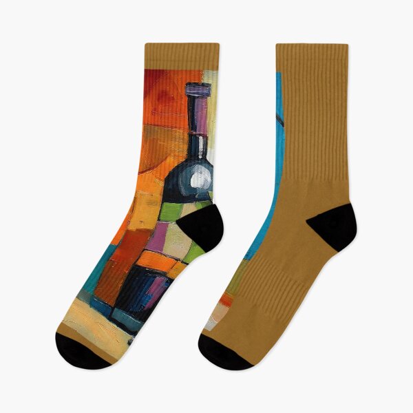 Item preview, Geometric Wine Expression - Bold Abstract Bottle and Glass in a Symphony of Color and Modern Form designed and sold by OlfactoART Studio.