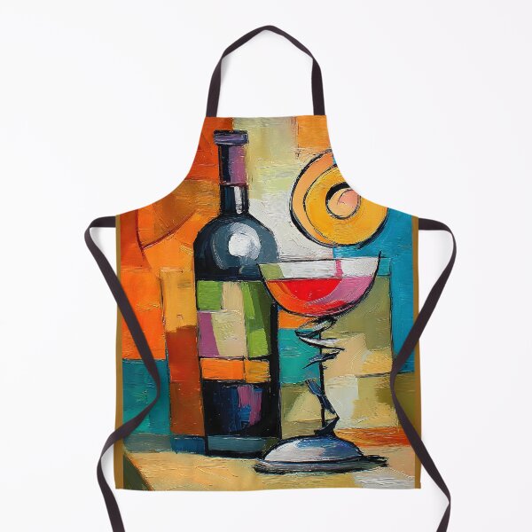 Item preview, Geometric Wine Expression - Bold Abstract Bottle and Glass in a Symphony of Color and Modern Form designed and sold by OlfactoART Studio.