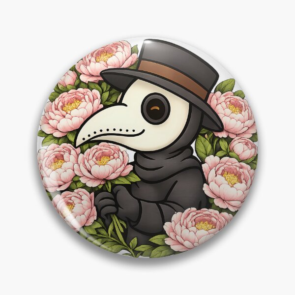 Artikelvorschau, Gruselig-süßer Pestdoktor mit zartrosa Pfingstrosen – Gothic Floral entworfen und verkauft von designsbyhw.