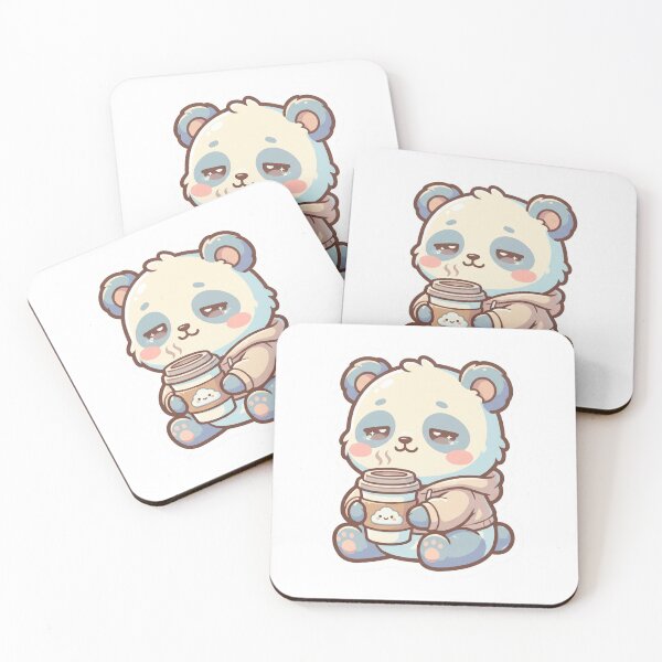 Item preview, Cute Tired Panda Coffee Sticker - Sleepy Kawaii Bear in Hoodie Art designed and sold by Stikyll.