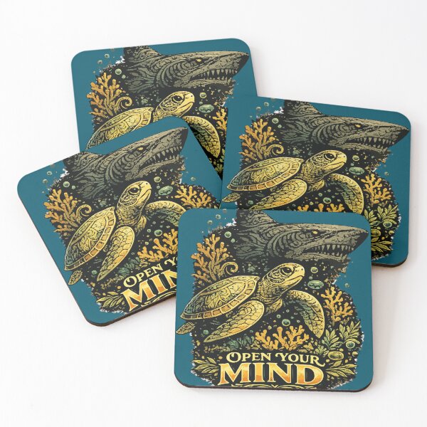 Item preview, Sea turtle and shark on a coral reef designed and sold by Elnica.