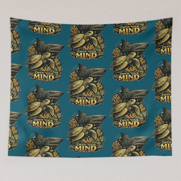 Item preview, Sea turtle and shark on a coral reef designed and sold by Elnica.