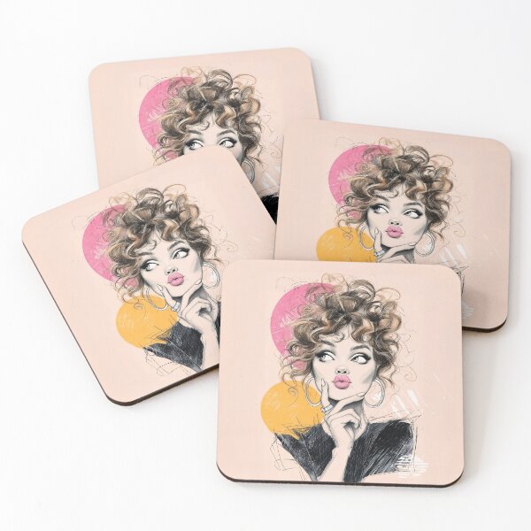 Item preview, Playful Curly Haired Woman designed and sold by RebenCantik.