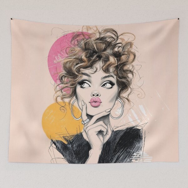 Item preview, Playful Curly Haired Woman designed and sold by RebenCantik.