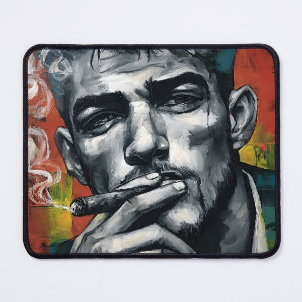 Item preview, Intense Portrait of a Cigar Smoker - Bold Abstract Expression of Masculine Energy, Urban Modern Art designed and sold by OlfactoART Studio.