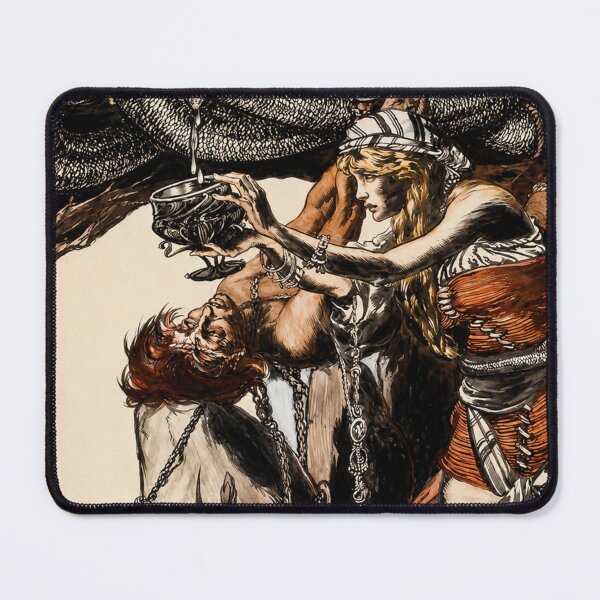Item preview, Norse Mythology Art Nouveau Loki and Sigyn Illustration for Fantasy Art Lovers designed and sold by RickE.