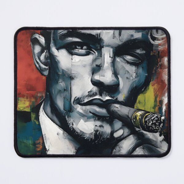 Item preview, Smoke and Contemplation - Cigar Aficionado Portrait in a Moody Blend of Color and Atmosphere designed and sold by OlfactoART Studio.