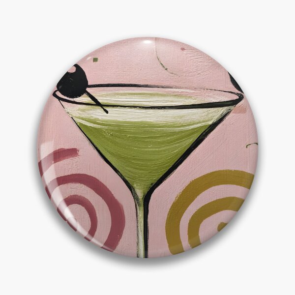 Item preview, Martini Glass on Pink Background - Playful Modern Cocktail Art with Bold Retro Inspired Swirls designed and sold by OlfactoART Studio.