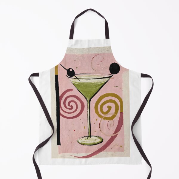 Item preview, Martini Glass on Pink Background - Playful Modern Cocktail Art with Bold Retro Inspired Swirls designed and sold by OlfactoART Studio.
