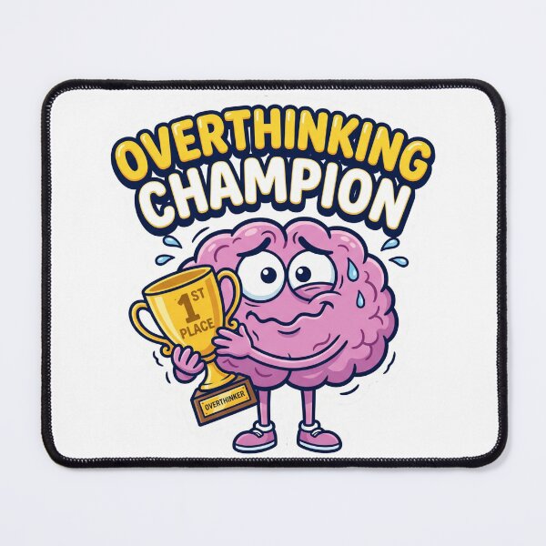 Item preview, Overthinking Champion – Funny Anxiety Meme Cartoon Design designed and sold by SOFWIN.