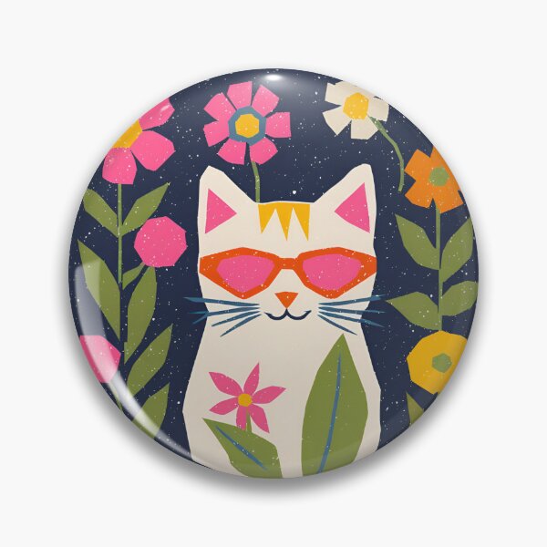 Item preview, Floral Folk Art Cat designed and sold by mellow-koko.