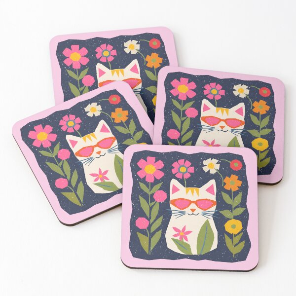 Item preview, Floral Folk Art Cat designed and sold by mellow-koko.
