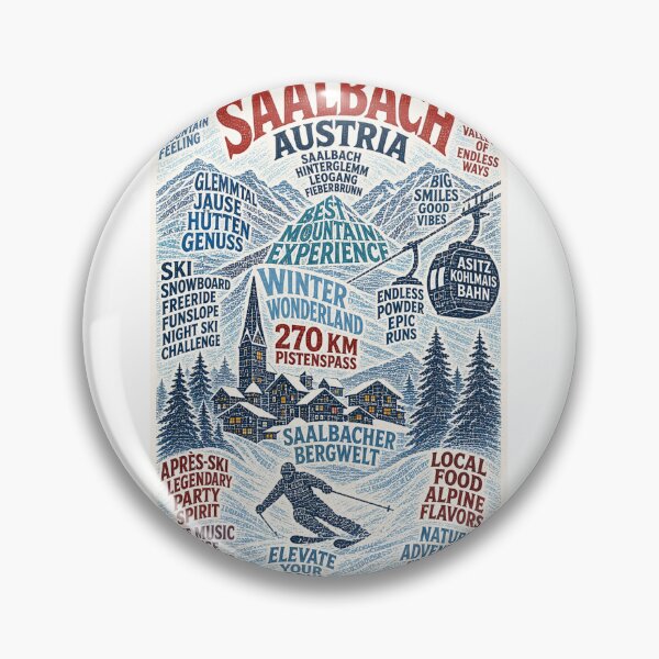 Item preview, Saalbach Austria Alpine Ski Resort with Kohlmaisbahn and Hinterglemm Mountains designed and sold by Aryabek.
