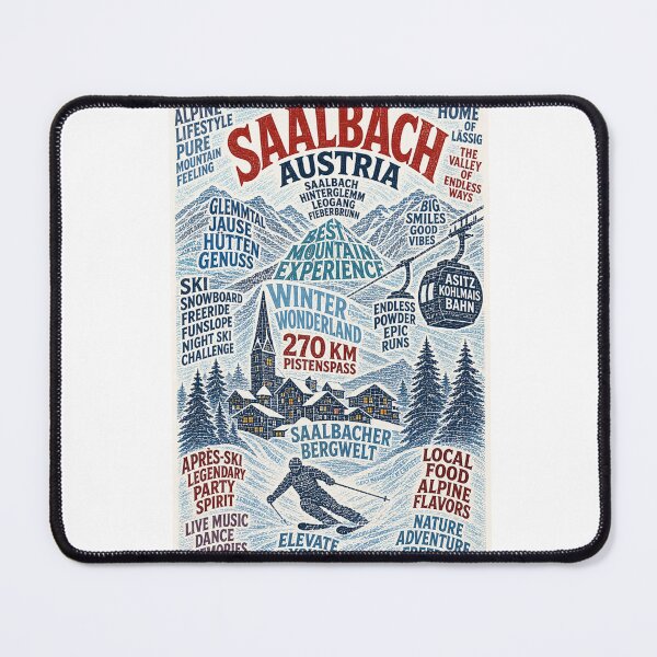 Item preview, Saalbach Austria Alpine Ski Resort with Kohlmaisbahn and Hinterglemm Mountains designed and sold by Aryabek.