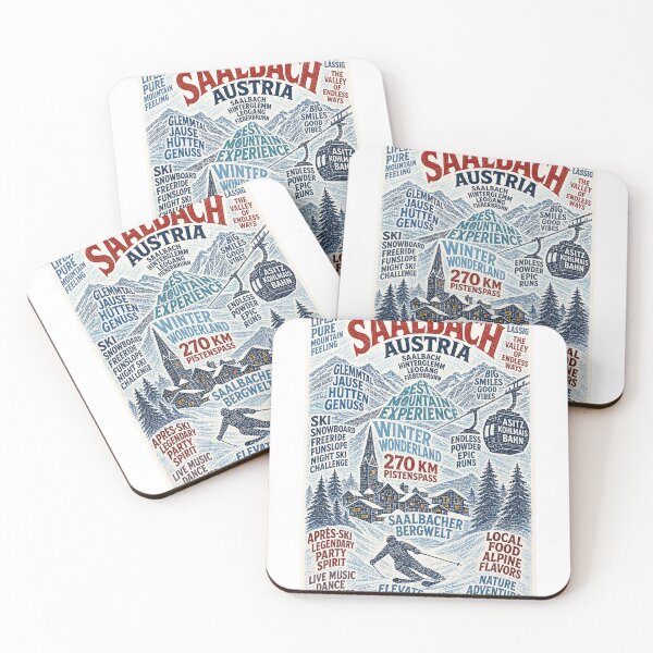 Item preview, Saalbach Austria Alpine Ski Resort with Kohlmaisbahn and Hinterglemm Mountains designed and sold by Aryabek.