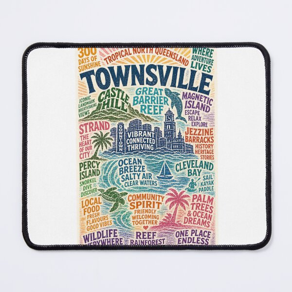 Item preview, Townsville Queensland Coastal City with Castle Hill and Great Barrier Reef designed and sold by Aryabek.