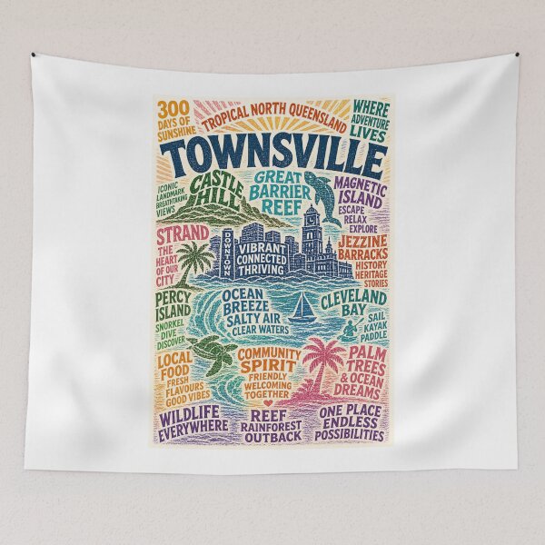 Item preview, Townsville Queensland Coastal City with Castle Hill and Great Barrier Reef designed and sold by Aryabek.