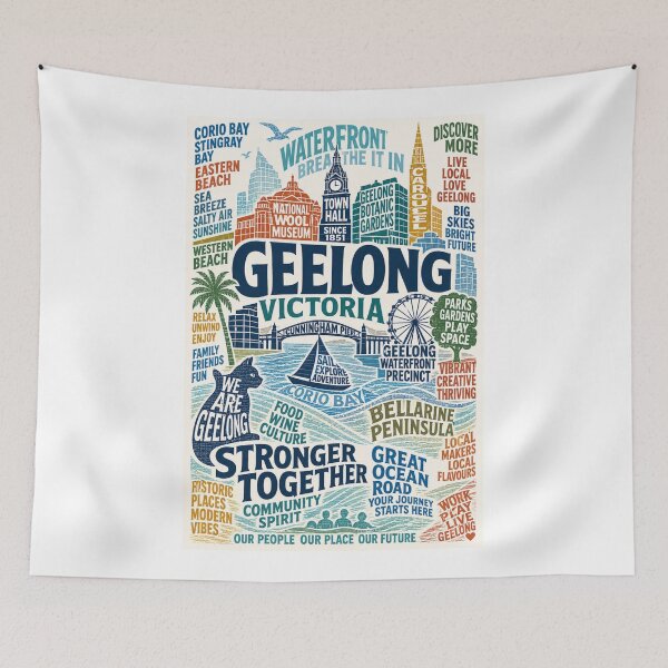 Item preview, Geelong Victoria Waterfront with Cunningham Pier and Corio Bay designed and sold by Aryabek.