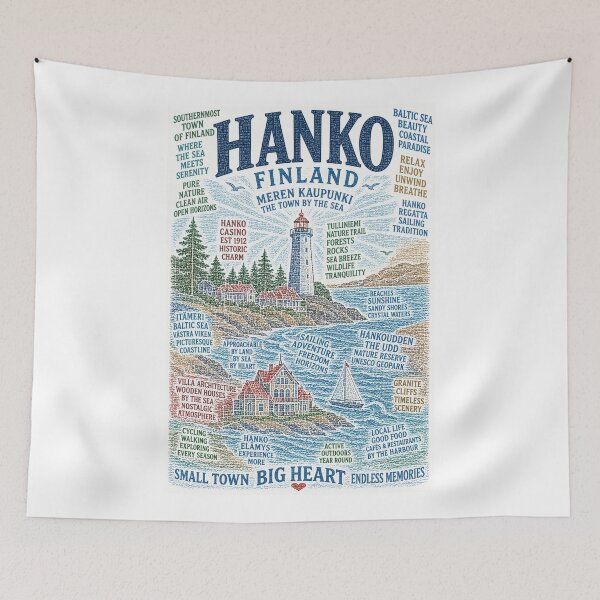Item preview, Hanko Finland Baltic Coastline with Hanko Casino and Tulliniemi Lighthouse designed and sold by Aryabek.