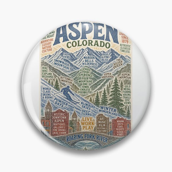 Item preview, Aspen Colorado Rocky Mountain Ski Town with Maroon Bells and Roaring Fork River designed and sold by Aryabek.