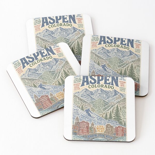 Item preview, Aspen Colorado Rocky Mountain Ski Town with Maroon Bells and Roaring Fork River designed and sold by Aryabek.