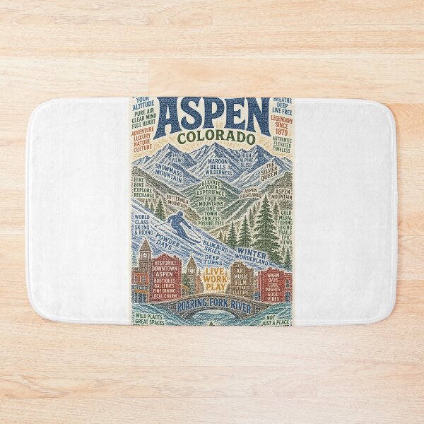 Item preview, Aspen Colorado Rocky Mountain Ski Town with Maroon Bells and Roaring Fork River designed and sold by Aryabek.