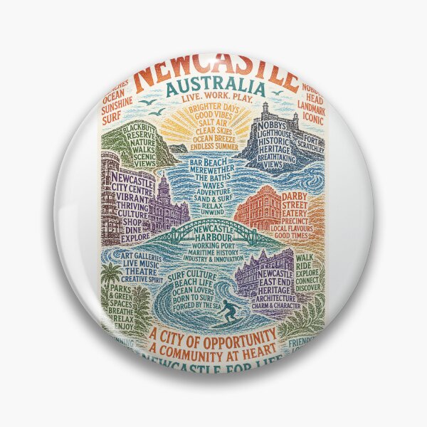 Item preview, Newcastle New South Wales Coastal City with Nobbys Lighthouse and Merewether Beach designed and sold by Aryabek.