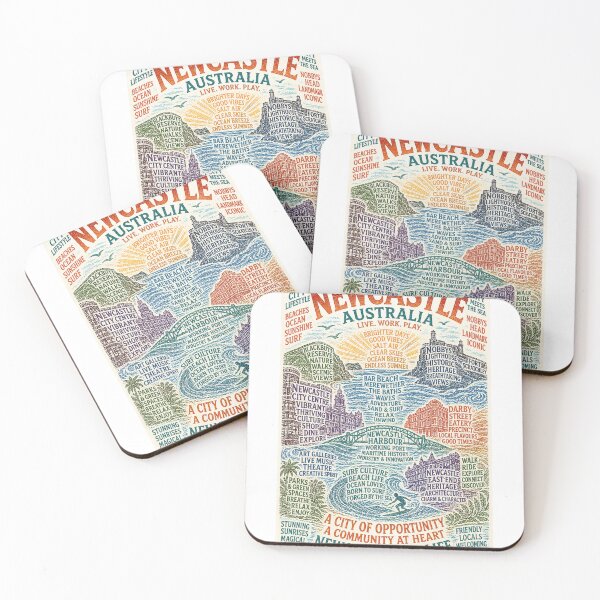 Item preview, Newcastle New South Wales Coastal City with Nobbys Lighthouse and Merewether Beach designed and sold by Aryabek.