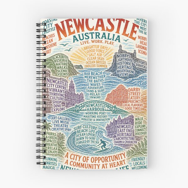 Item preview, Newcastle New South Wales Coastal City with Nobbys Lighthouse and Merewether Beach designed and sold by Aryabek.