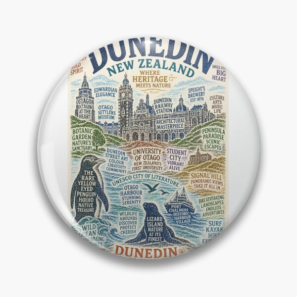 Item preview, Dunedin Otago Heritage Landmarks with University of Otago and Larnach Castle designed and sold by Aryabek.