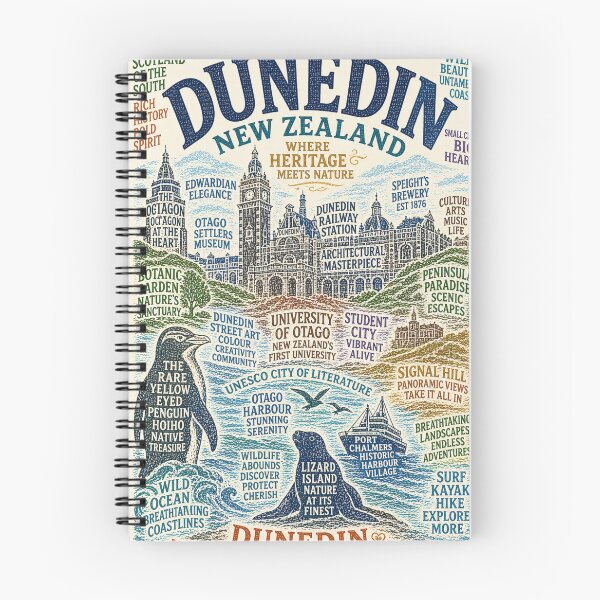 Item preview, Dunedin Otago Heritage Landmarks with University of Otago and Larnach Castle designed and sold by Aryabek.