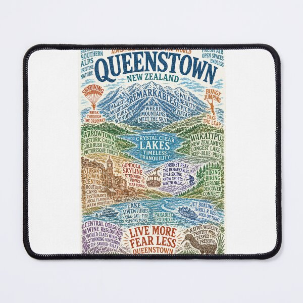 Item preview, Queenstown Otago Adventure Capital with Lake Wakatipu and The Remarkables designed and sold by Aryabek.