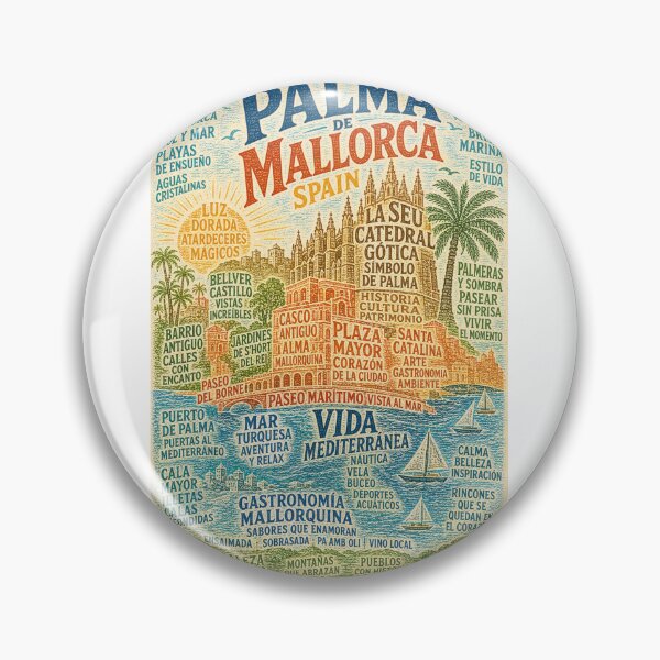 Item preview, Palma de Mallorca Spain La Seu Cathedral and Mediterranean Marina Landmarks designed and sold by Aryabek.