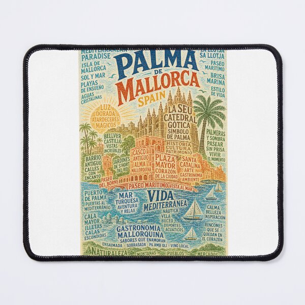 Item preview, Palma de Mallorca Spain La Seu Cathedral and Mediterranean Marina Landmarks designed and sold by Aryabek.