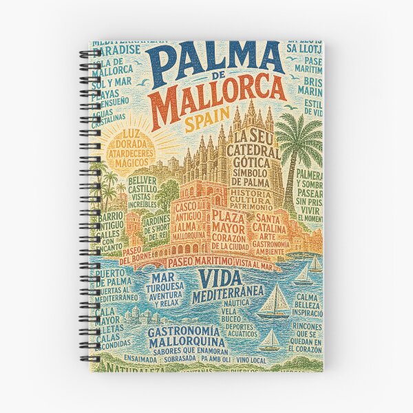 Item preview, Palma de Mallorca Spain La Seu Cathedral and Mediterranean Marina Landmarks designed and sold by Aryabek.