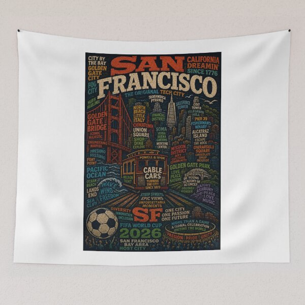 Item preview, San Francisco California Golden Gate Bridge Cable Cars and Bay Area Skyline designed and sold by Aryabek.