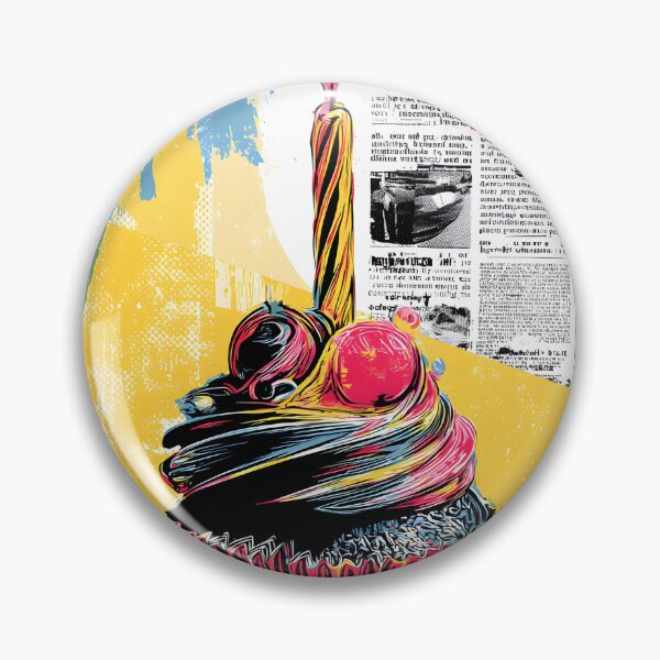 Item preview, Editorial Celebration Treat - Colorful Cupcake with Lit Candle Over Newspaper Collage designed and sold by OlfactoART Studio.