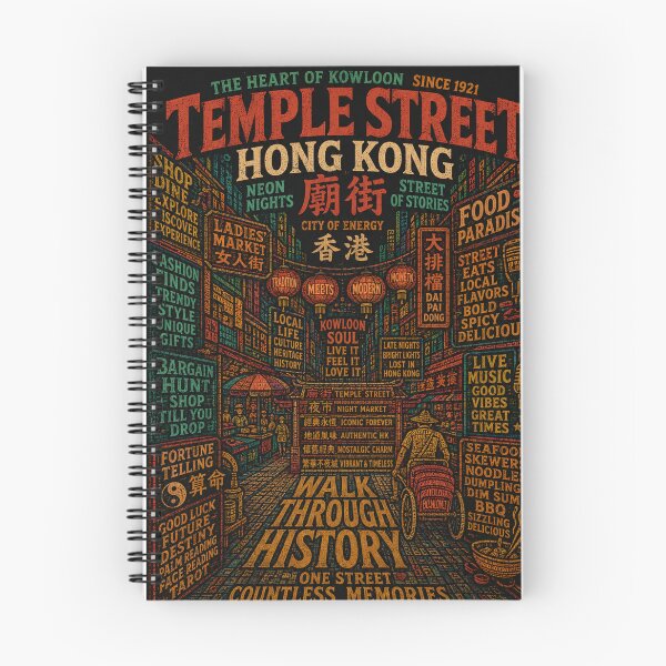 Item preview, Temple Street Hong Kong Kowloon Night Market Neon City designed and sold by Places On Earth.