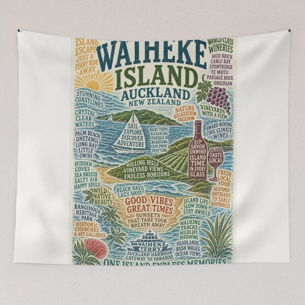 Item preview, Waiheke Island Auckland New Zealand Vineyards Coastal Escape Adventure designed and sold by Places On Earth.