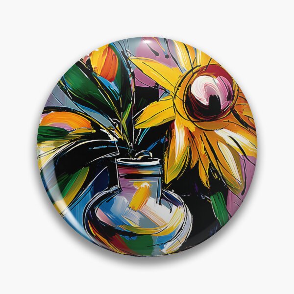 Item preview, Sunflower Abstract Art - Bold Brushstrokes with Swirling Lines and Geometric Modern Background designed and sold by OlfactoART Studio.