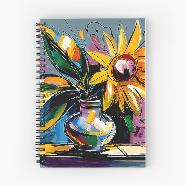 Item preview, Sunflower Abstract Art - Bold Brushstrokes with Swirling Lines and Geometric Modern Background designed and sold by OlfactoART Studio.