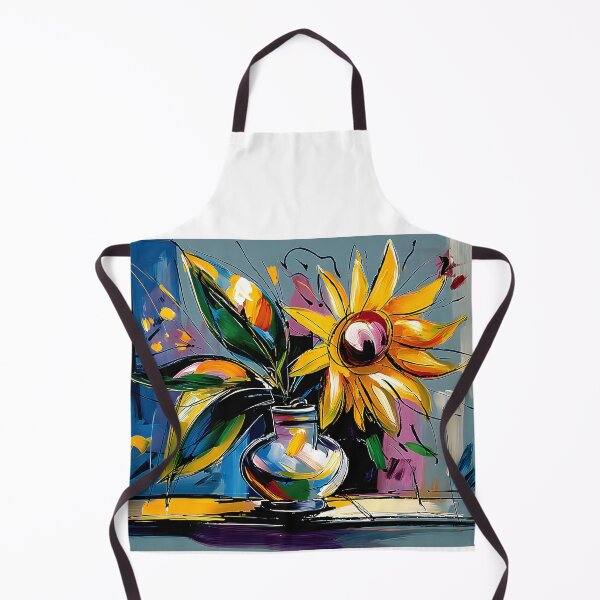 Item preview, Sunflower Abstract Art - Bold Brushstrokes with Swirling Lines and Geometric Modern Background designed and sold by OlfactoART Studio.