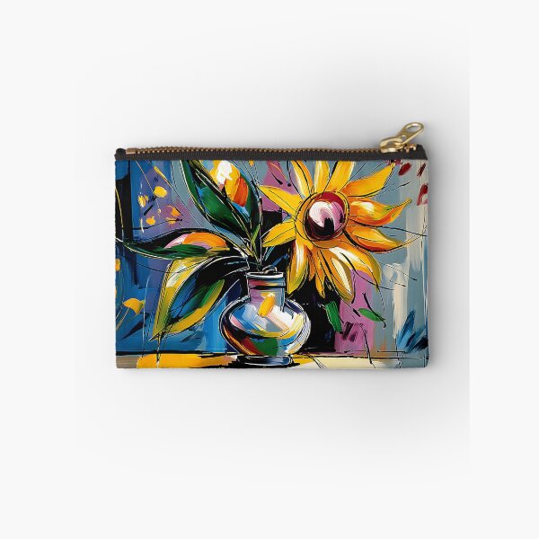 Item preview, Sunflower Abstract Art - Bold Brushstrokes with Swirling Lines and Geometric Modern Background designed and sold by OlfactoART Studio.