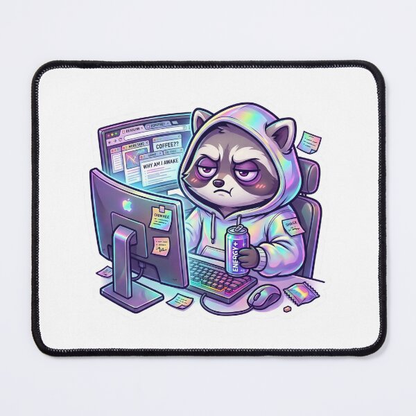 Item preview, Funny Raccoon Developer Sticker - Night Owl Coder Burnout & Energy Drink Art designed and sold by Stikyll.