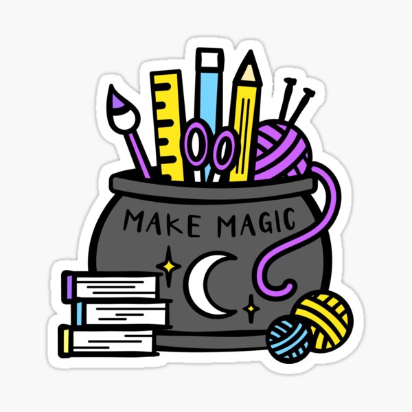 Item preview, Make Magic Cauldron Halloween Creator Creative Maker Art Print designed and sold by tachadesigns.