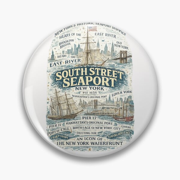 Item preview, South Street Seaport Manhattan East River Brooklyn Bridge Historic New York Harbor designed and sold by Places On Earth.