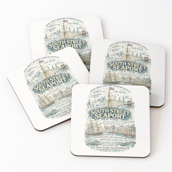 Item preview, South Street Seaport Manhattan East River Brooklyn Bridge Historic New York Harbor designed and sold by Places On Earth.