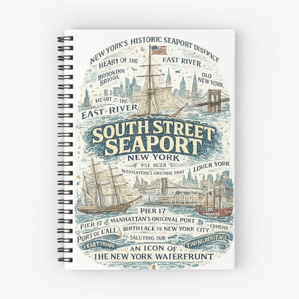 Item preview, South Street Seaport Manhattan East River Brooklyn Bridge Historic New York Harbor designed and sold by Places On Earth.