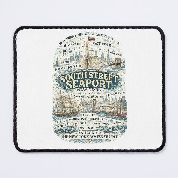 Item preview, South Street Seaport Manhattan East River Brooklyn Bridge Historic New York Harbor designed and sold by Places On Earth.