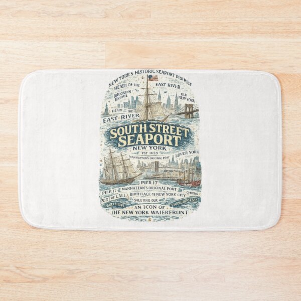 Item preview, South Street Seaport Manhattan East River Brooklyn Bridge Historic New York Harbor designed and sold by Places On Earth.
